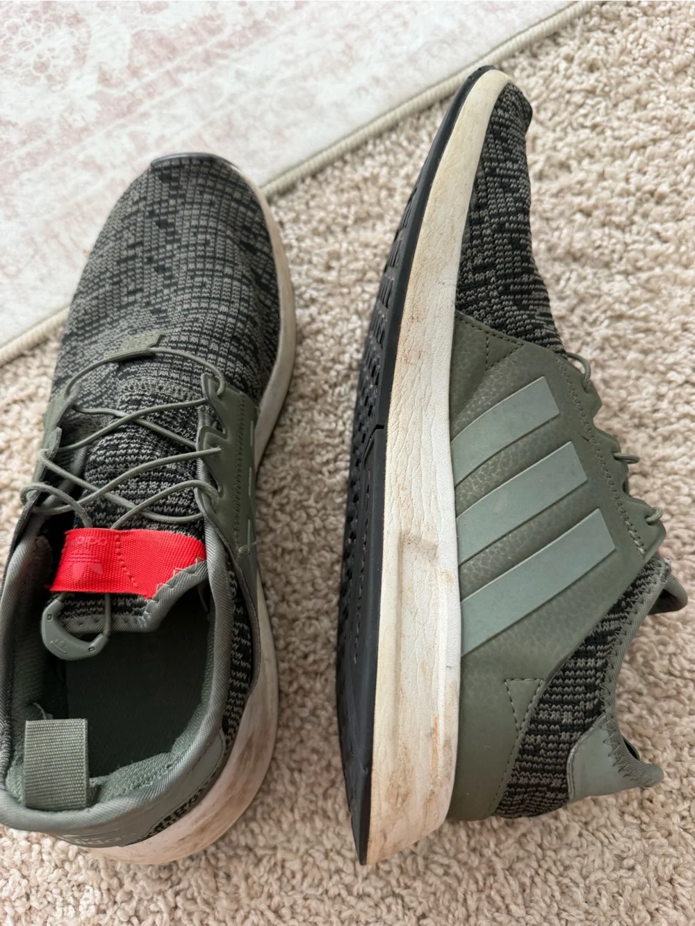 ADIDAS X_PLR - Knit Athletic Sneakers in Olive Green - Men’s Size 9.5